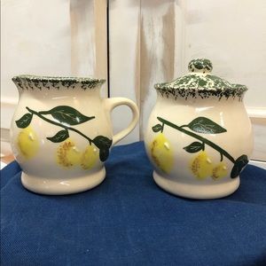 New. Stoneware sugar and creamer set
